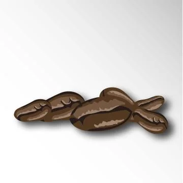 Black coffee beans on white background. Beverage icon. Roasted coffee beans t Stock Illustration