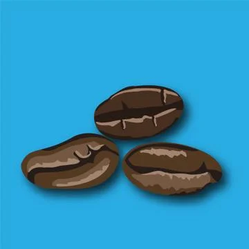 Black coffee beans on white background. Beverage icon. Roasted coffee beans t Stock Illustration