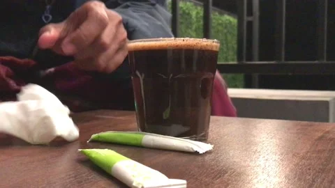 Black coffee in a cafe Stock Footage 168668474