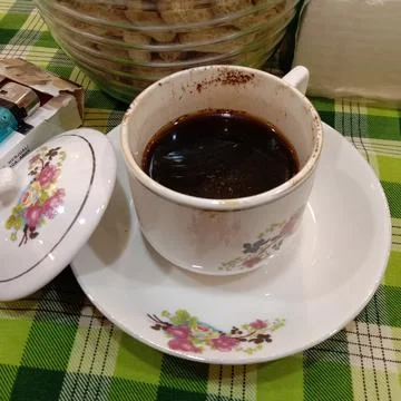 Black Coffee in a Ceramic Cup Stock Photos