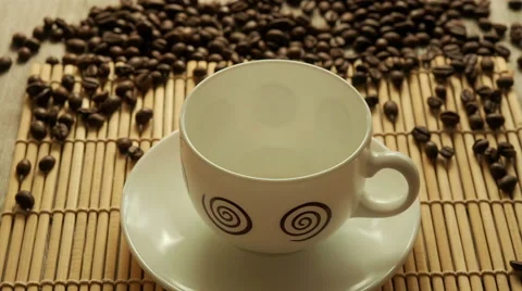 Black coffee in cup background coffee beans Stock Footage 62708846
