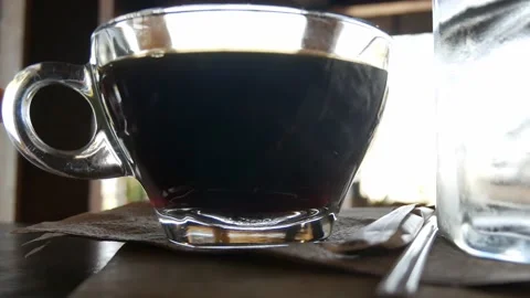 Black coffee in cup. Stock Footage 148918072