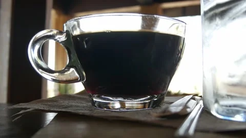 Black coffee in cup. Stock Footage 148918078