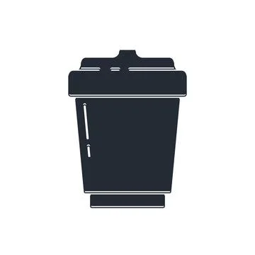 Black Coffee cup to go icon isolated on white background.  Vector Stock Illustration