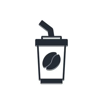 Black Coffee cup to go icon isolated on white background.  Vector Stock Illustration
