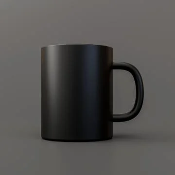 Black coffee cup or empty mug for drink isolated on gray background イラスト素材