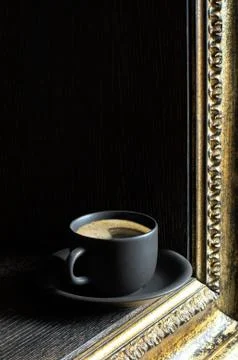 Black coffee in a cup Stock Photos