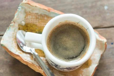 Black coffee in cup Stock Photos