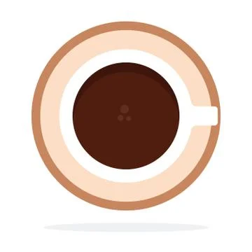 Black coffee in a cup top view vector flat isolated Stock Illustration