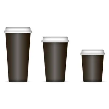 Black coffee cups set isolated on background. Stock Illustration