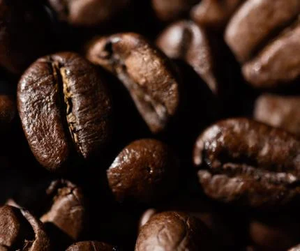 Black coffee grains Foto stock