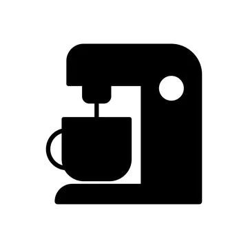 Black Coffee Machine with a Cup Ready for Freshly Brewed Coffee Illustrazione stock