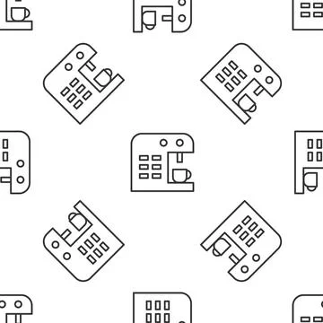 Black Coffee machine icon isolated on white background. Yellow square button Stock Illustration