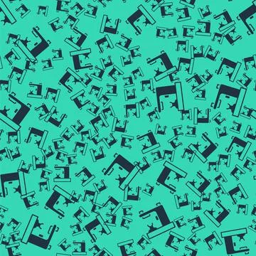 Black Coffee machine icon isolated seamless pattern on green background. Vector Stock Illustration