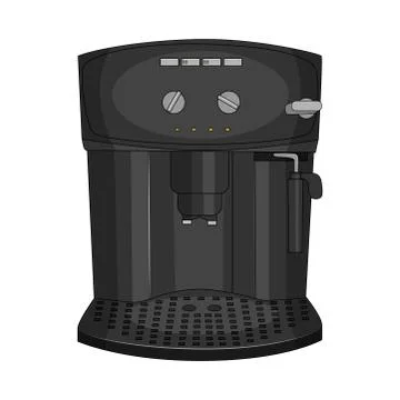 Black coffee machine isolated on white background. Vector illustration. Stock Illustration