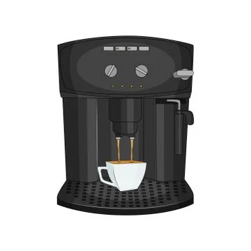 Black coffee machine with white cup. Vector illustration. Stock Illustration