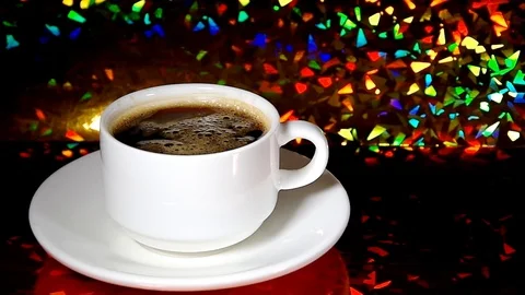 Black coffee with milk Stock Footage 91172581