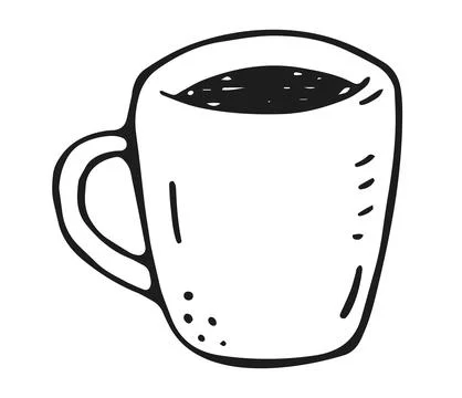 Black Coffee Mug Hand Drawn Doodle Clipart Stock Illustration