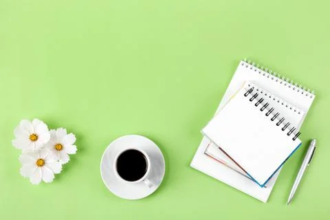Black coffee with opened blank notepad Stock Photos