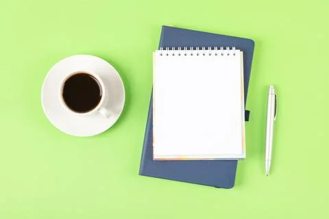 Black coffee with opened blank notepad Stock Photos