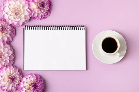 Black coffee with opened blank notepad Stock Photos