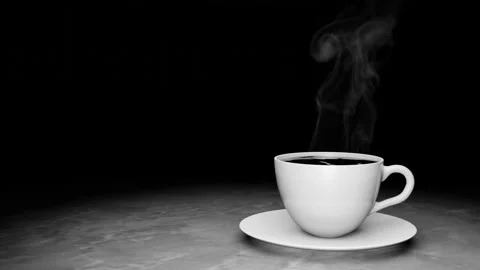 Black coffee or espresso in a white coffee mug with a saucer. Stock Footage 162062912
