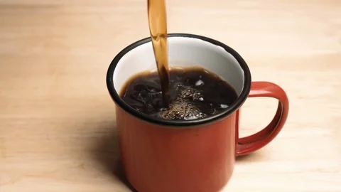 Black Coffee Pouring Into A Cup Stock Footage 127305584