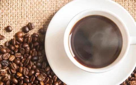 Black coffee for refesh and start on working Stock Photos