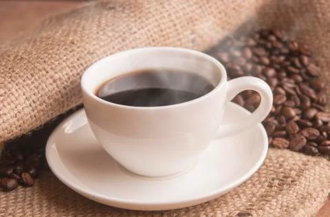 Black coffee for refesh and start on working Stock Photos