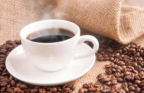 Black coffee for refesh and start on working Stock Photos