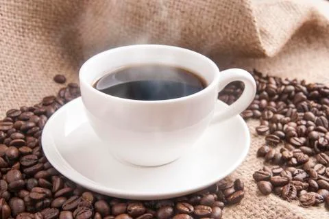 Black coffee for refesh and start on working Stock Photos