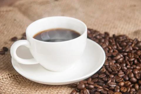 Black coffee for refesh and start on working Stock Photos