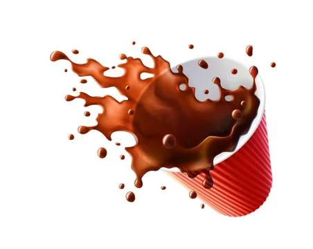 Black Coffee Splash in a Plastic Ripple Cup. Stock Illustration