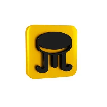 Black Coffee table icon isolated on transparent background. Street cafe. Yellow イラスト素材