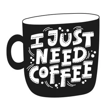 BLACK COFFEE Vector Illustration Print Illustrazione stock