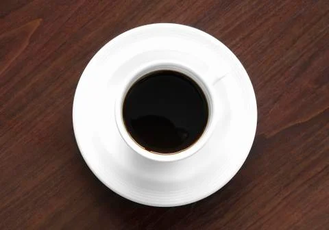 Black coffee in white cup Stock Photos