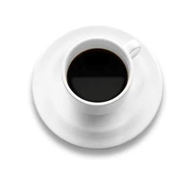 Black coffee in white cup on white background Stock Photos