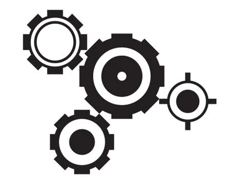 Black cogs on white background Stock Illustration