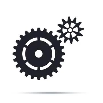 Black cogwheels icon. Flat design vector element. Stock Illustration