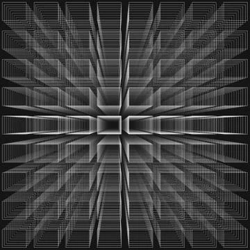 Black color abstract infinity background, 3d structure with white rectangles Illustrazione stock
