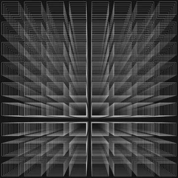 Black color abstract infinity background, 3d structure with white rectangles イラスト素材