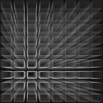 Black color abstract infinity background, 3d structure with white rectangles Illustrazione stock