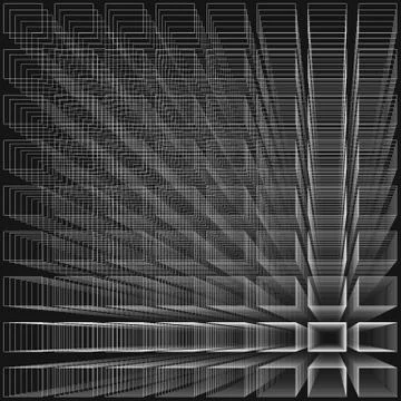 Black color abstract infinity background, 3d structure with white rectangles Stockillustratie