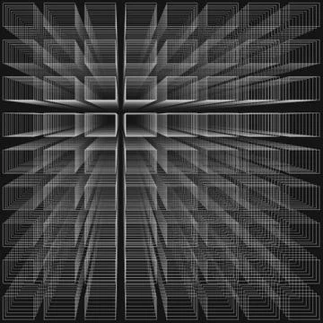 Black color abstract infinity background, 3d structure with white rectangles Illustrazione stock