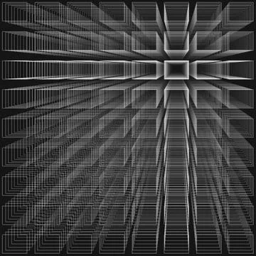 Black color abstract infinity background, 3d structure with white rectangles Illustrazione stock