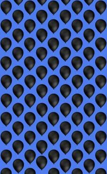 Black color Balloon pattern . 3d rendering. 3d illustration Stock Illustration