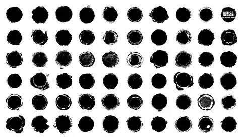 Black color circle frames elements set Illustrazione stock