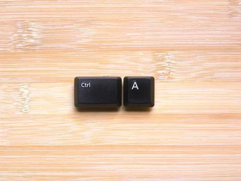 Black color Ctrl A keys of computer keyboard Stock Photos