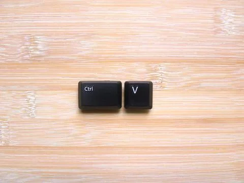 Black color Ctrl V keys of computer keyboard Stock Photos