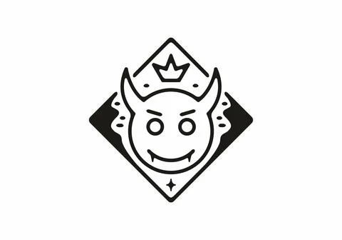 Black color of devil head emotion line art illustration 스톡 일러스트